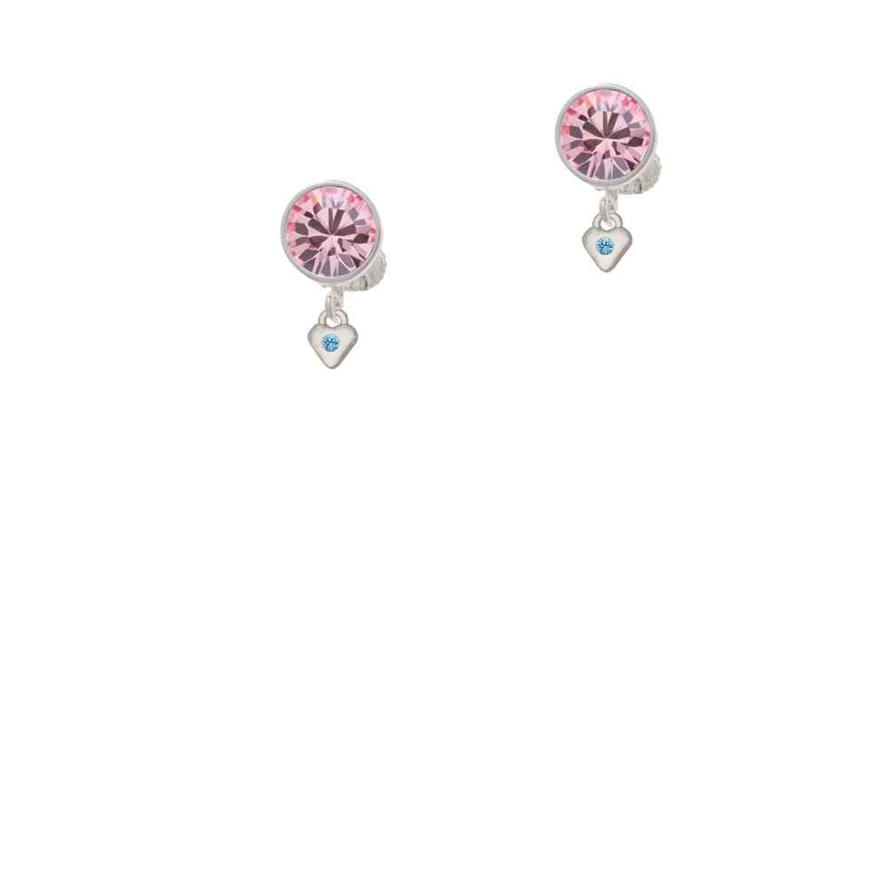 Mini March - Hot Blue Crystal Heart Crystal Clip On Earrings Image 4