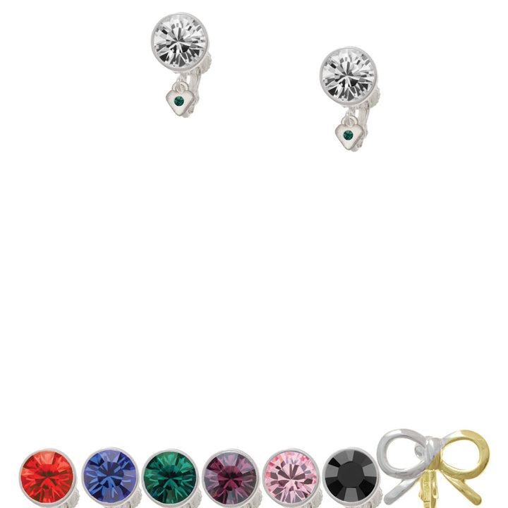 Mini May - Green Crystal Heart Crystal Clip On Earrings Image 1