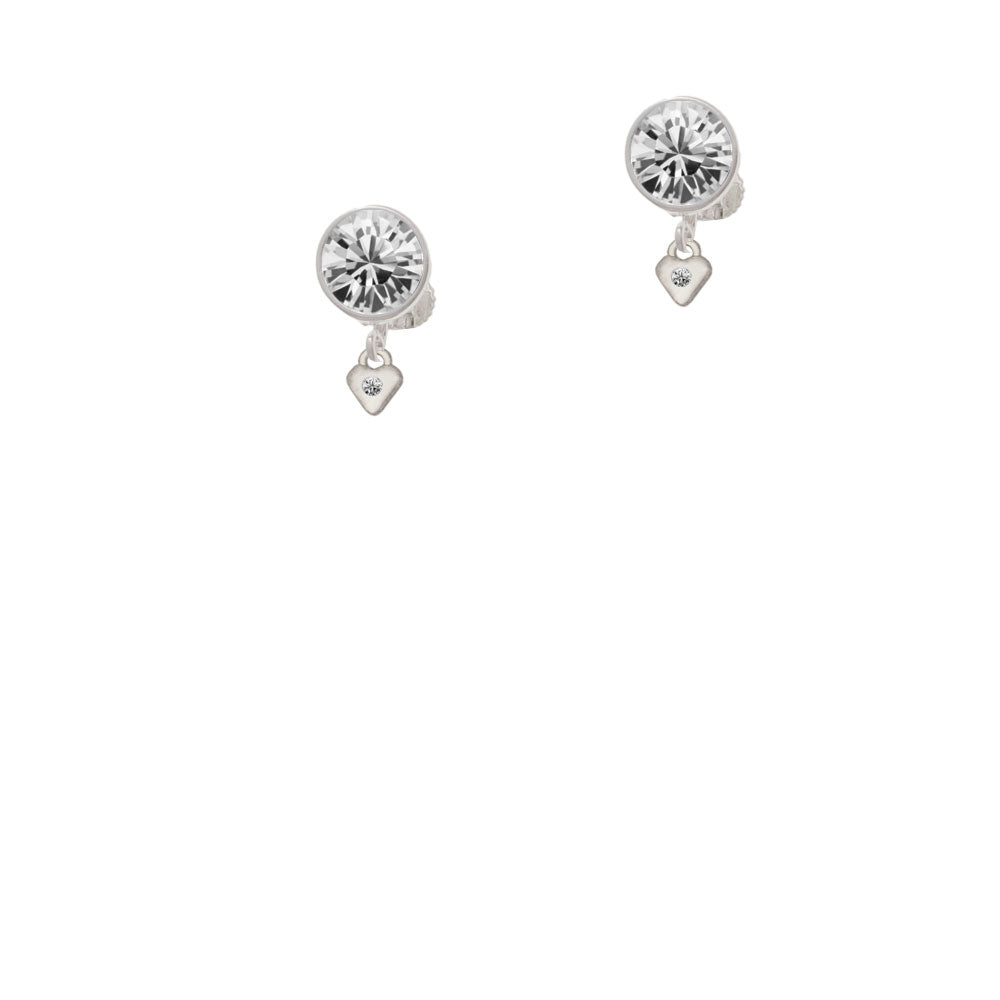 Mini April - Clear Crystal Heart Crystal Clip On Earrings Image 2