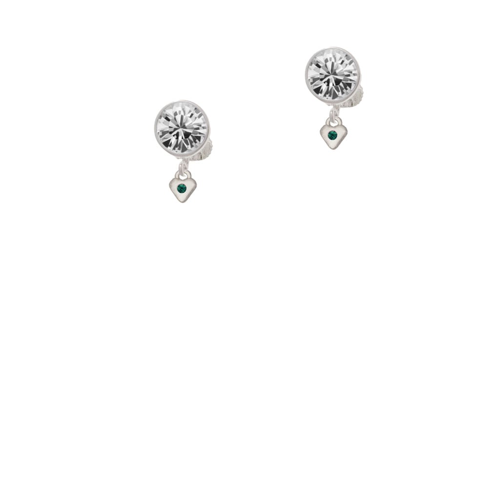 Mini May - Green Crystal Heart Crystal Clip On Earrings Image 1