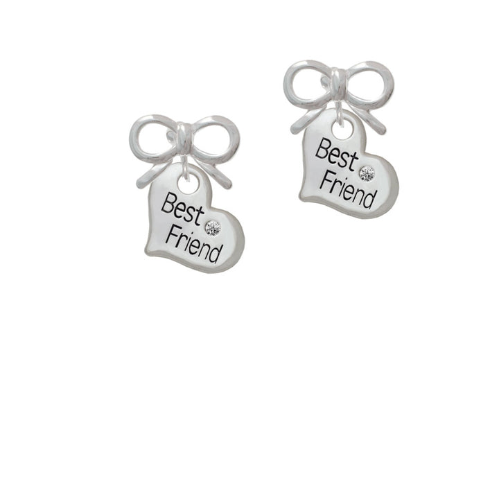 Large Best Friend Heart Crystal Clip On Earrings Image 9