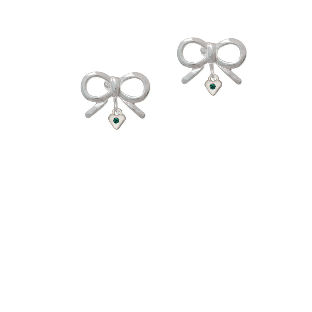 Mini May - Green Crystal Heart Crystal Clip On Earrings Image 9