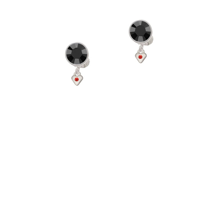 Mini July - Red Crystal Heart Crystal Clip On Earrings Image 3