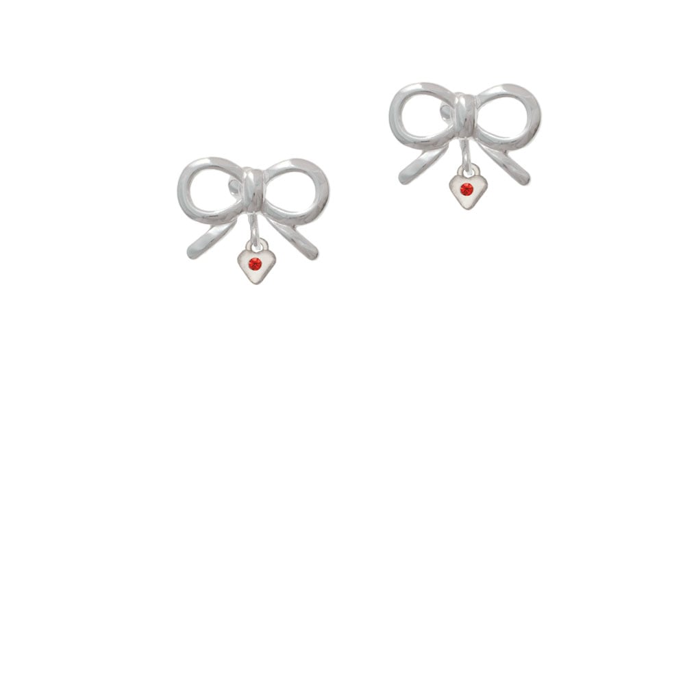 Mini July - Red Crystal Heart Crystal Clip On Earrings Image 9