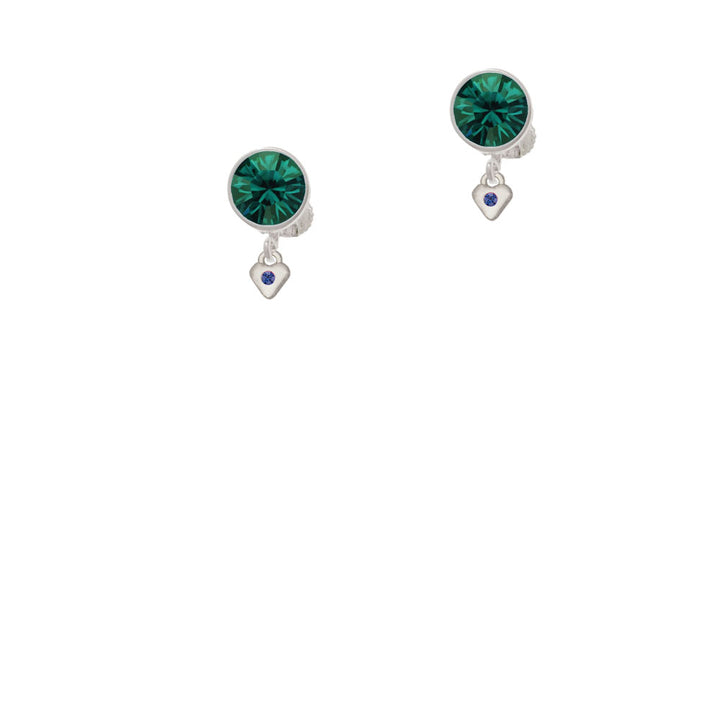 Mini September - Blue Crystal Heart Crystal Clip On Earrings Image 6