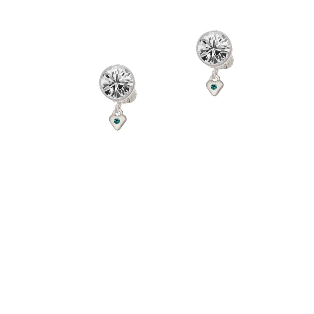 Mini December - Teal Crystal Heart Crystal Clip On Earrings Image 2