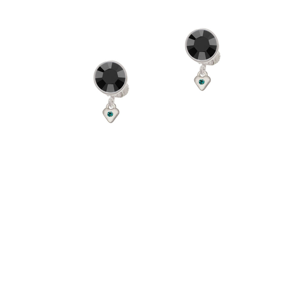 Mini December - Teal Crystal Heart Crystal Clip On Earrings Image 3