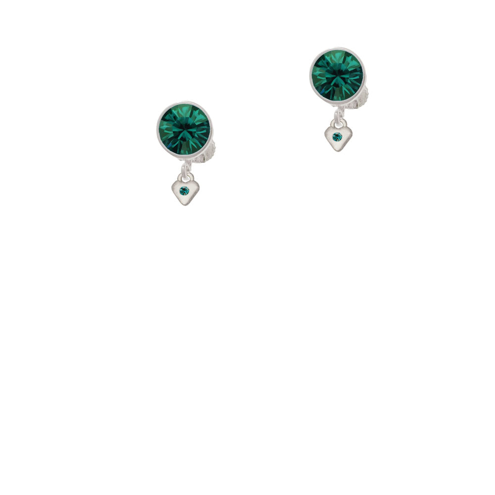 Mini December - Teal Crystal Heart Crystal Clip On Earrings Image 6