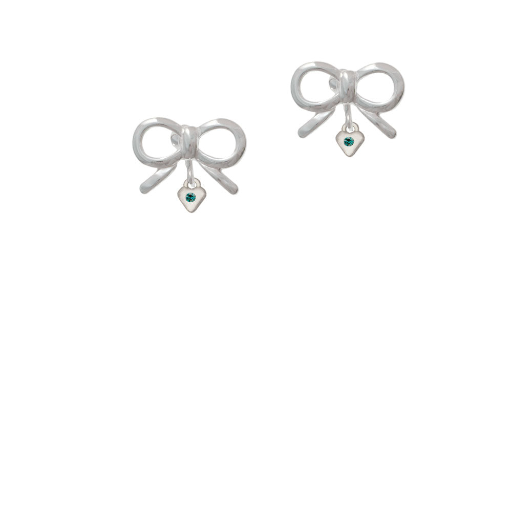 Mini December - Teal Crystal Heart Crystal Clip On Earrings Image 9