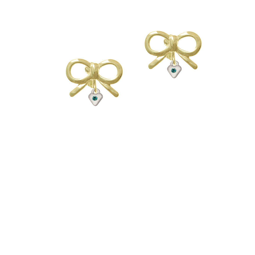 Mini December - Teal Crystal Heart Crystal Clip On Earrings Image 10