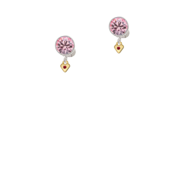 Mini January - Maroon Crystal Gold Tone Heart Crystal Clip On Earrings Image 4