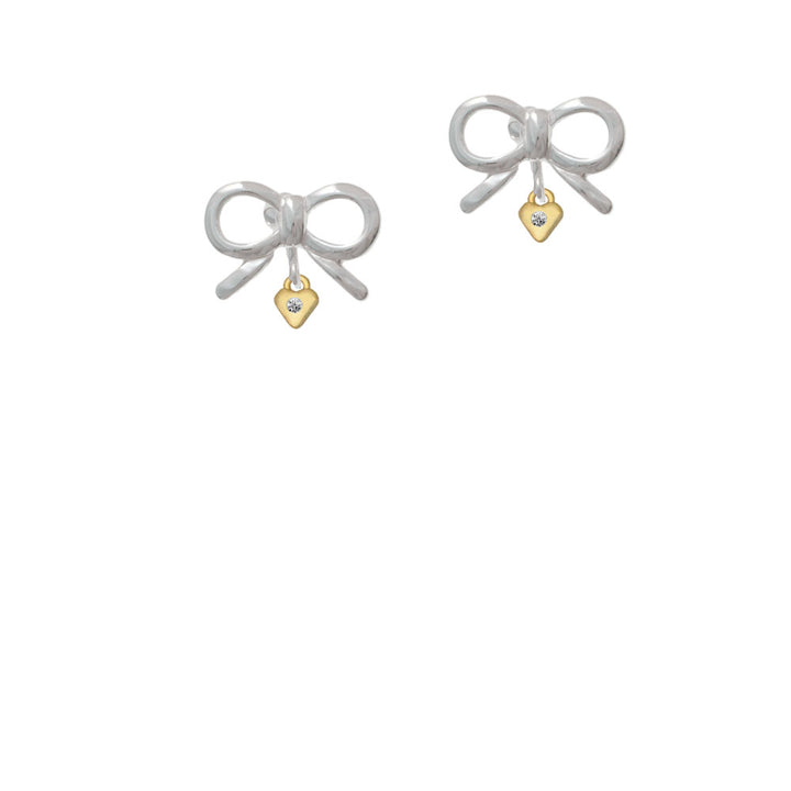 Mini April - Clear Crystal Gold Tone Heart Crystal Clip On Earrings Image 9