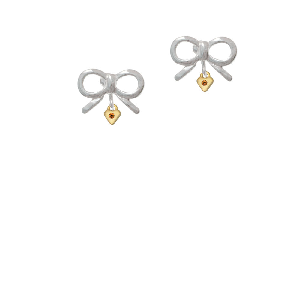 Mini November - Yellow Crystal Gold Tone Heart Crystal Clip On Earrings Image 9