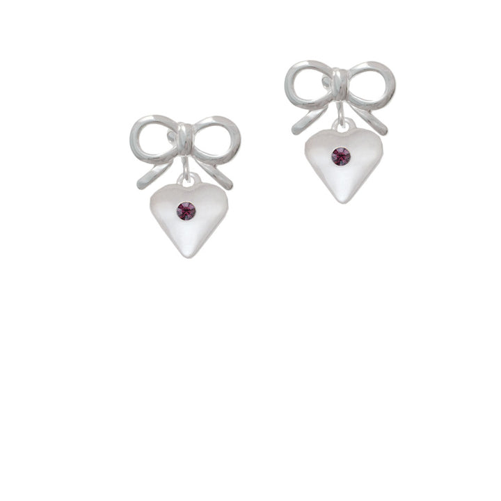 Large February - Purple Crystal Heart Crystal Clip On Earrings Image 9