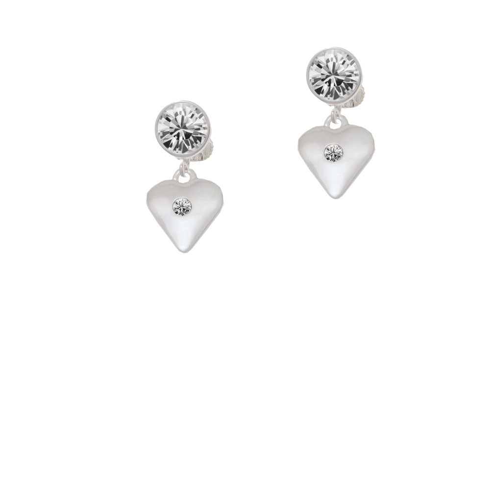 Large April - Clear Crystal Heart Crystal Clip On Earrings Image 2