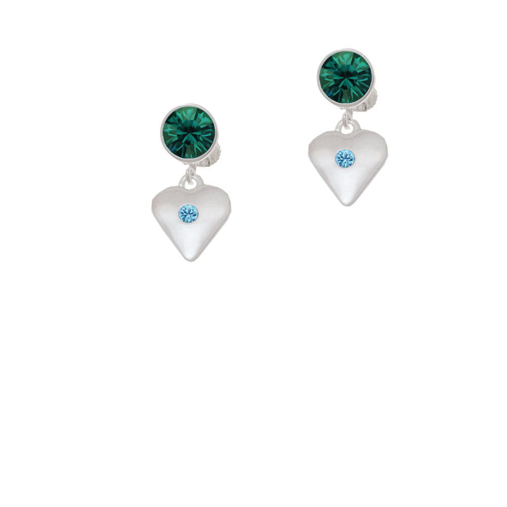 Large March - Hot Blue Crystal Heart Crystal Clip On Earrings Image 6