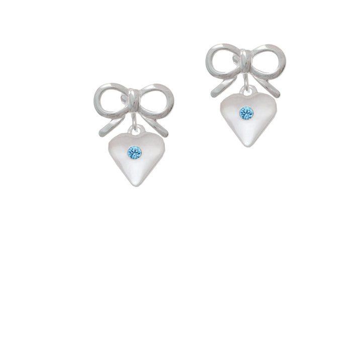 Large March - Hot Blue Crystal Heart Crystal Clip On Earrings Image 9