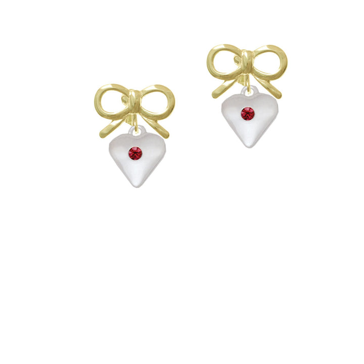 Large January - Maroon Crystal Heart Crystal Clip On Earrings Image 10