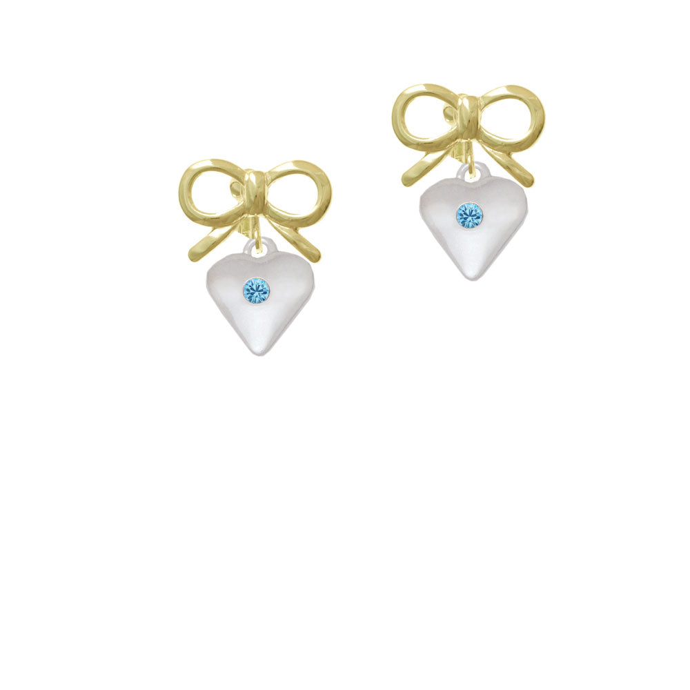 Large March - Hot Blue Crystal Heart Crystal Clip On Earrings Image 10