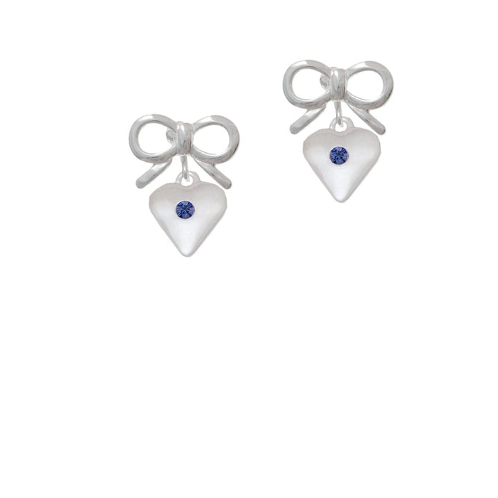 Large September - Blue Crystal Heart Crystal Clip On Earrings Image 9