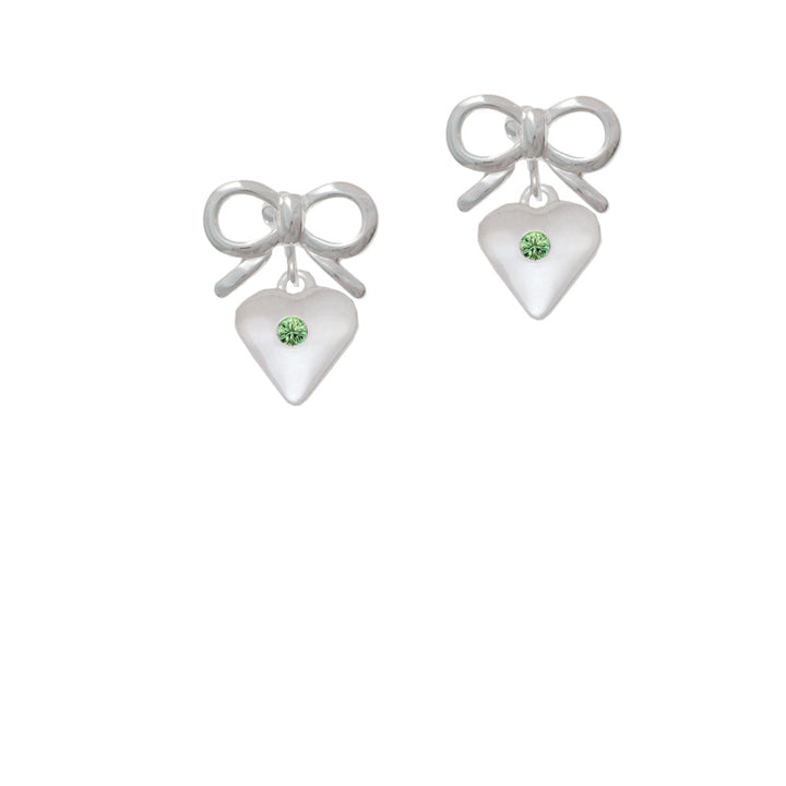 Large August - Lime Green Crystal Heart Crystal Clip On Earrings Image 9