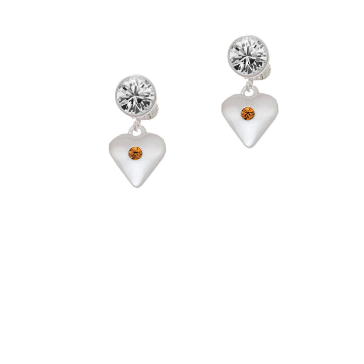 Large November - Yellow Crystal Heart Crystal Clip On Earrings Image 2