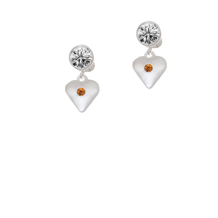 Large November - Yellow Crystal Heart Crystal Clip On Earrings Image 1