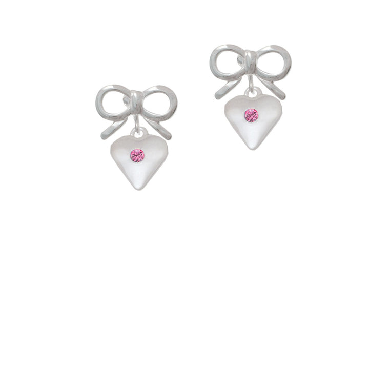 Large October - Hot Pink Crystal Heart Crystal Clip On Earrings Image 9