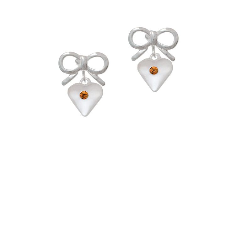 Large November - Yellow Crystal Heart Crystal Clip On Earrings Image 9