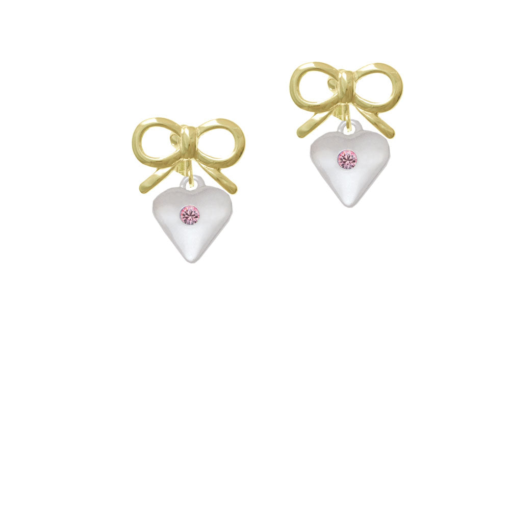 Large Light Pink Crystal Heart Crystal Clip On Earrings Image 10