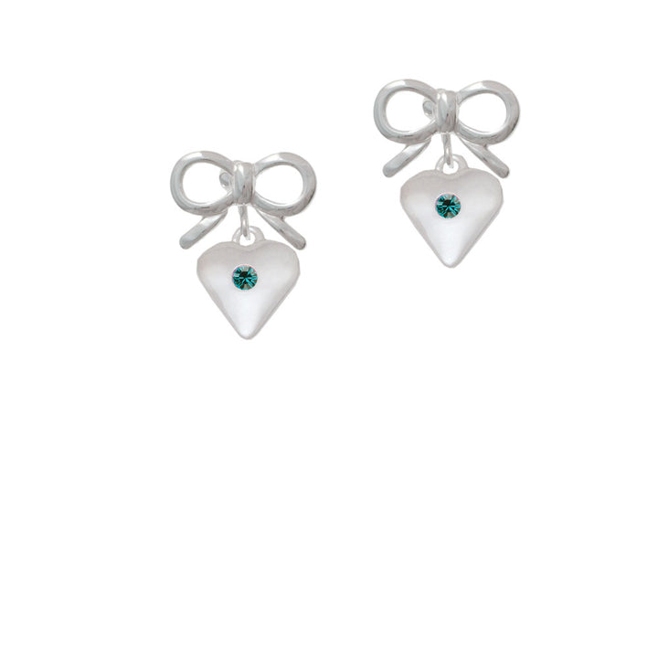 Large December - Teal Crystal Heart Crystal Clip On Earrings Image 9