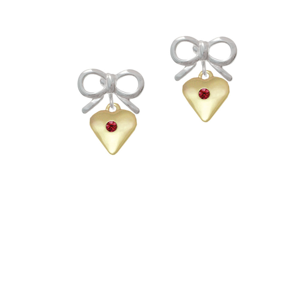 Large January - Maroon Crystal Gold Tone Heart Crystal Clip On Earrings Image 9