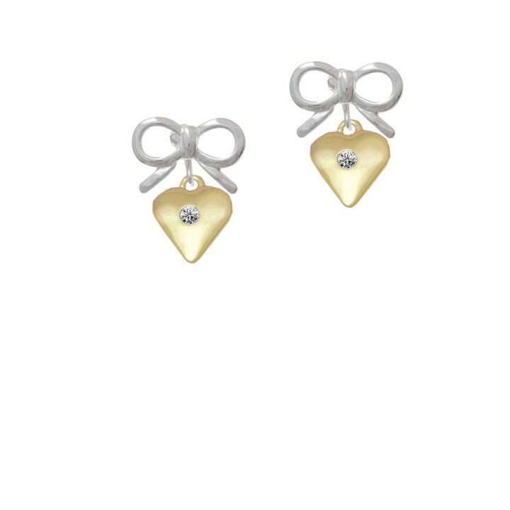 Large April - Clear Crystal Gold Tone Heart Crystal Clip On Earrings Image 9