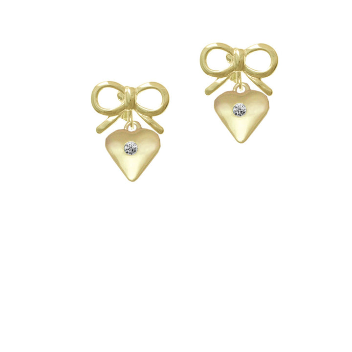 Large April - Clear Crystal Gold Tone Heart Crystal Clip On Earrings Image 10