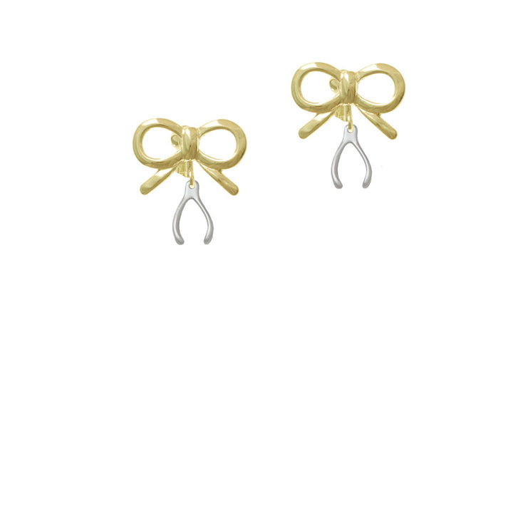 Mini Wishbone Crystal Clip On Earrings Image 10