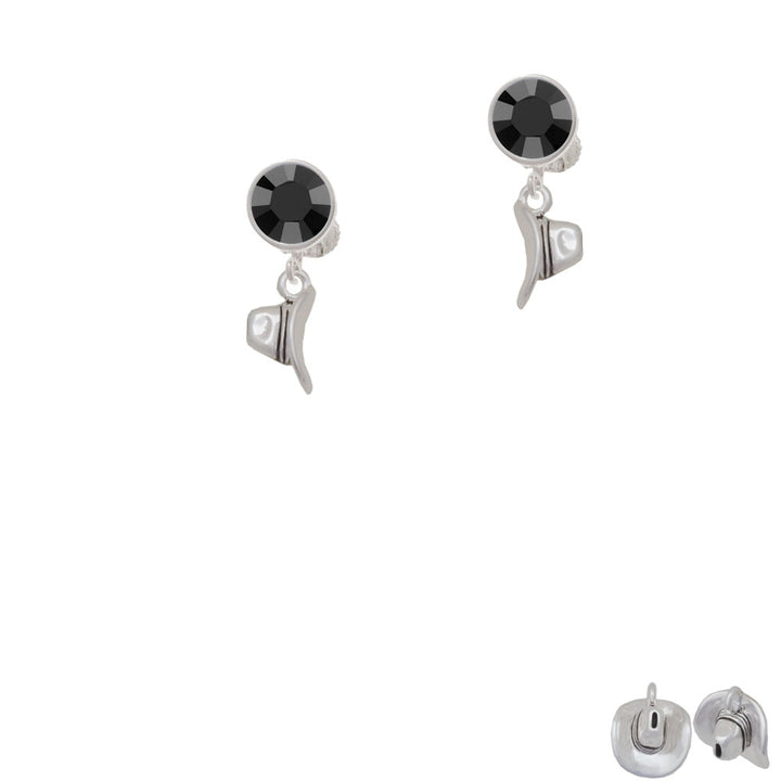 Cowboy Hat Crystal Clip On Earrings Image 3