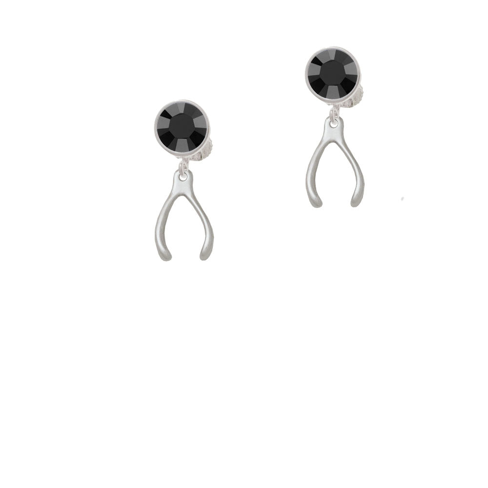 Wishbone Crystal Clip On Earrings Image 3