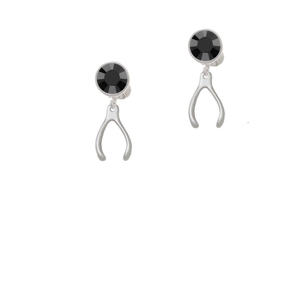 Wishbone Crystal Clip On Earrings Image 1