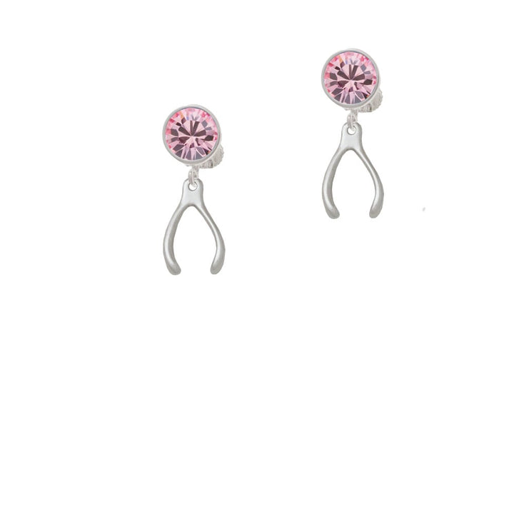 Wishbone Crystal Clip On Earrings Image 1