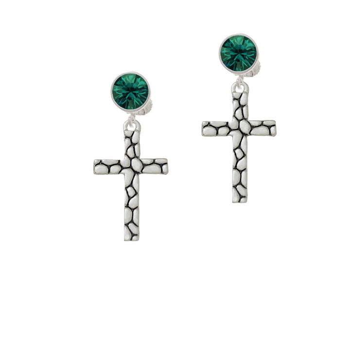 Pebble Cross Crystal Clip On Earrings Image 6