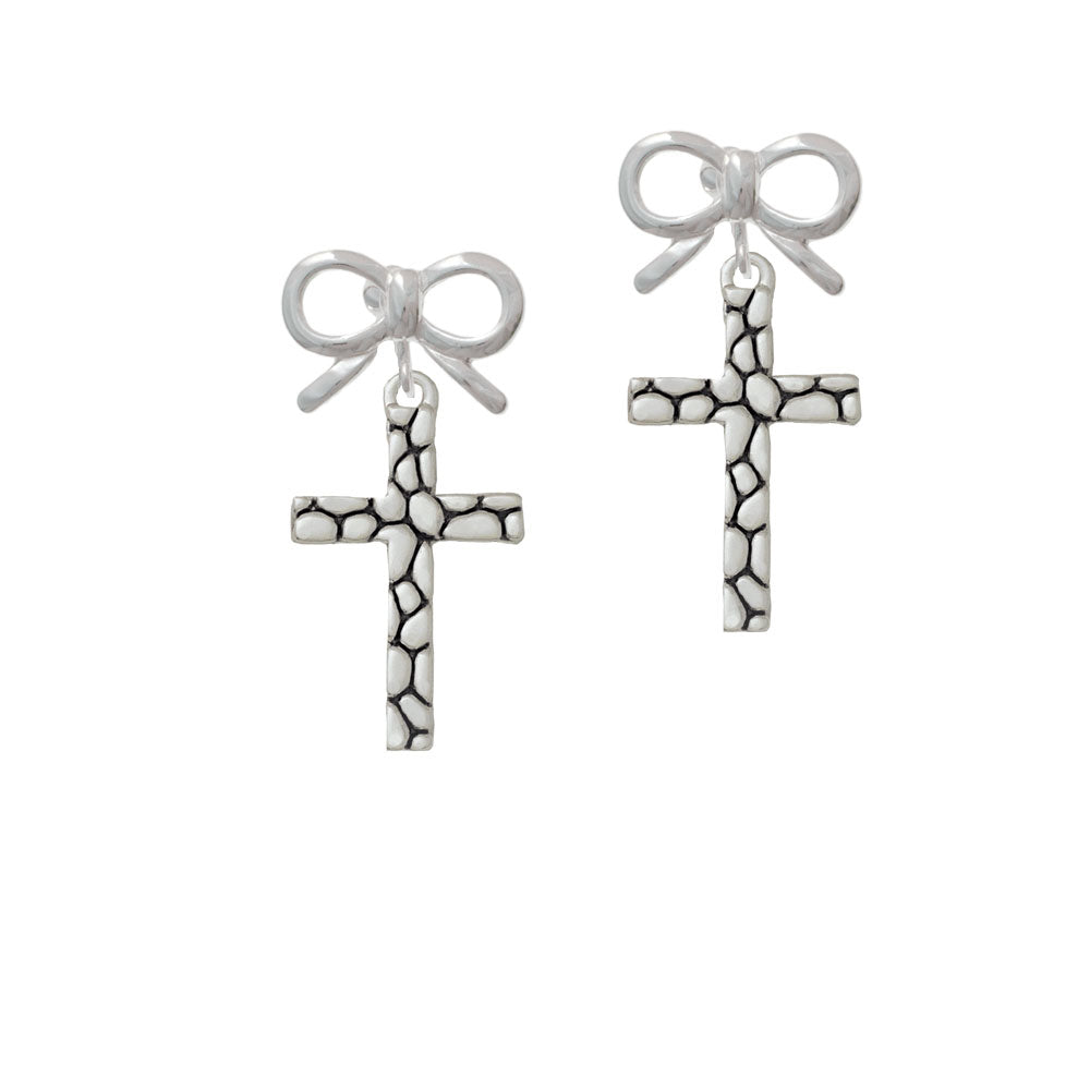 Pebble Cross Crystal Clip On Earrings Image 9