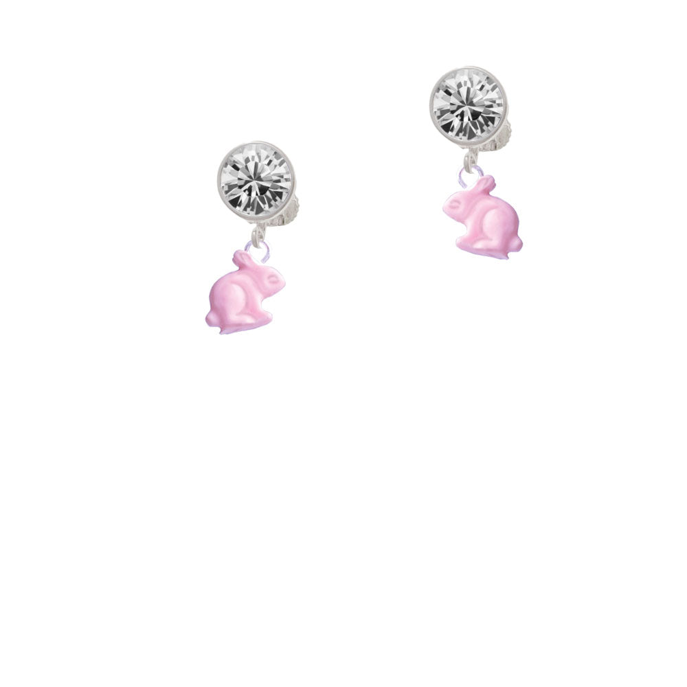 Mini Pink Bunny Crystal Clip On Earrings Image 2