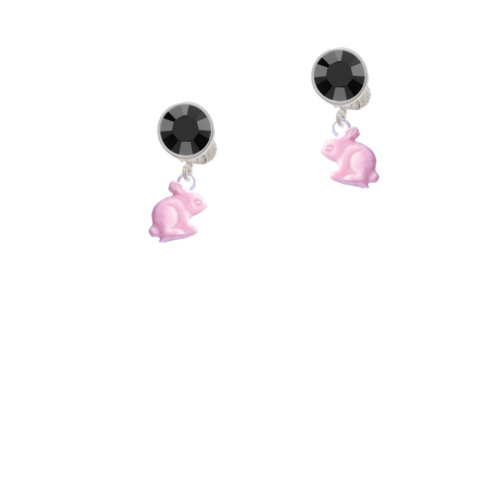 Mini Pink Bunny Crystal Clip On Earrings Image 3