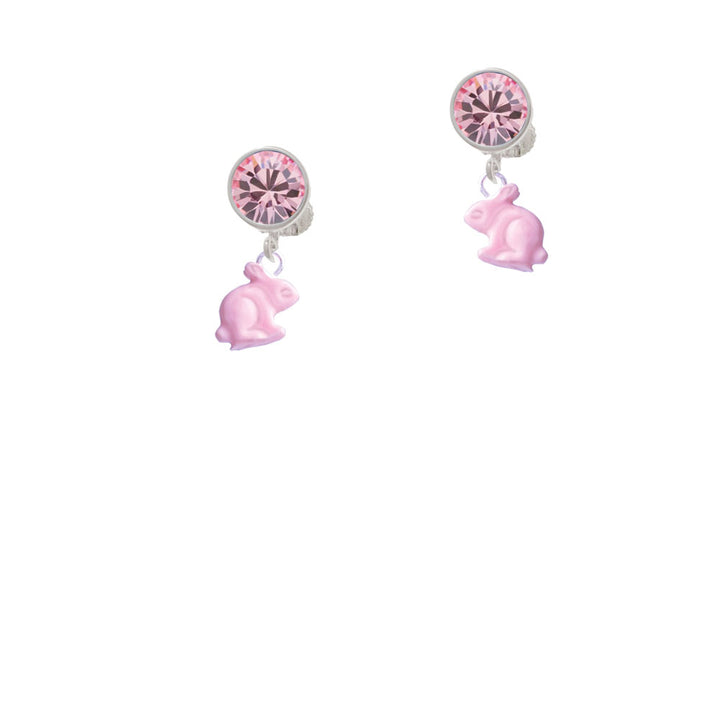 Mini Pink Bunny Crystal Clip On Earrings Image 4