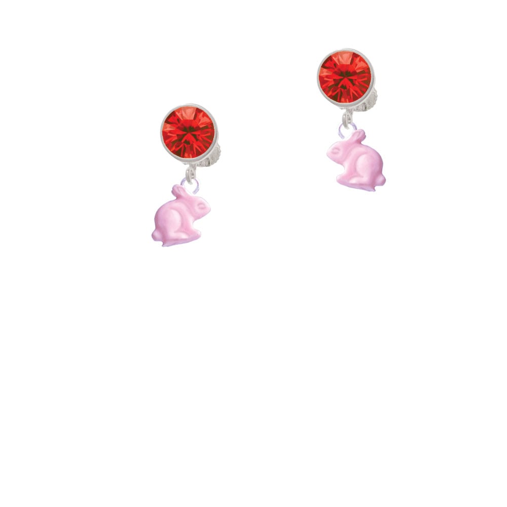 Mini Pink Bunny Crystal Clip On Earrings Image 4