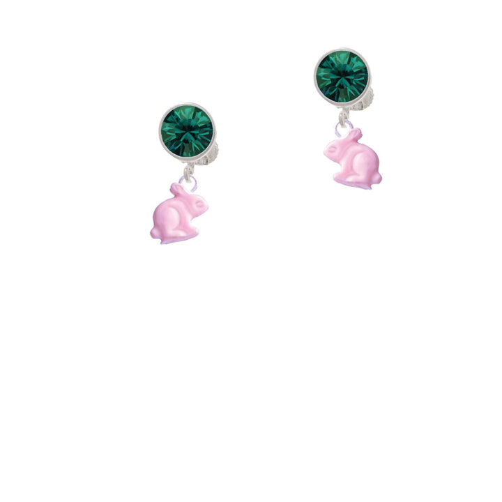 Mini Pink Bunny Crystal Clip On Earrings Image 6