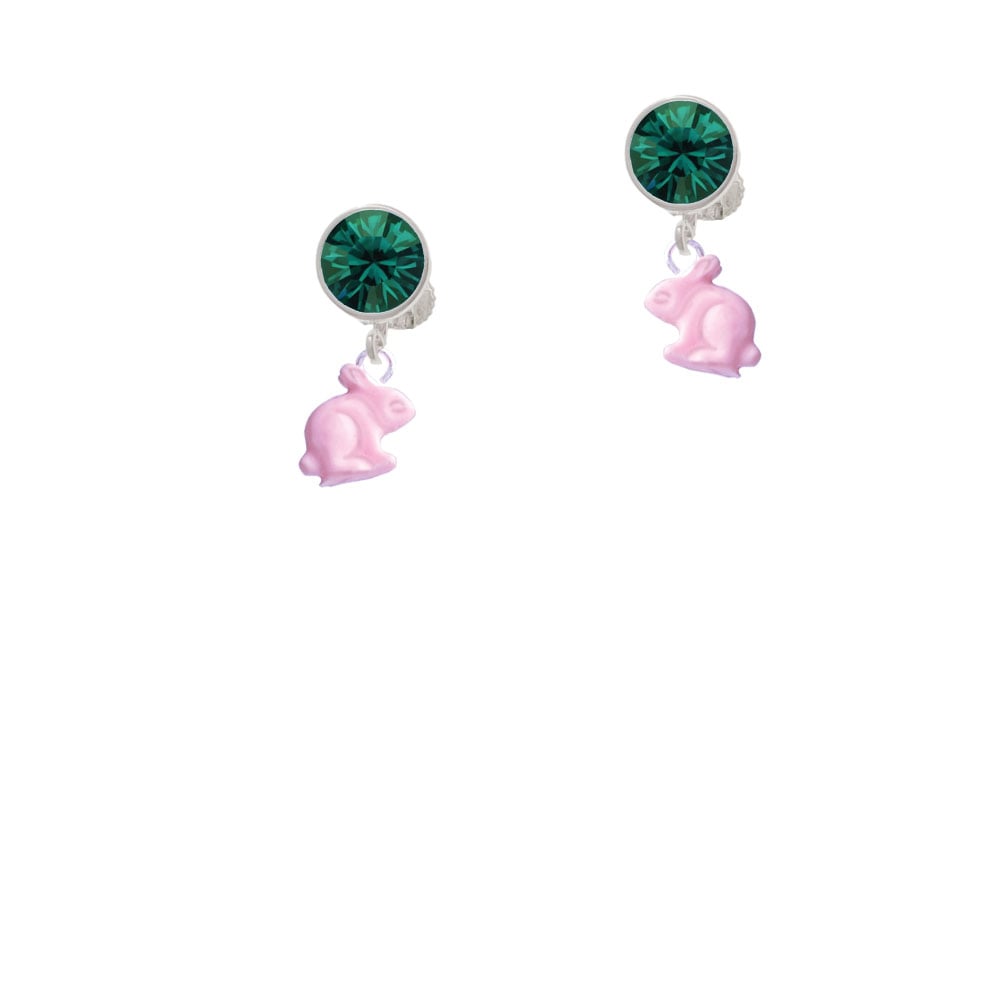 Mini Pink Bunny Crystal Clip On Earrings Image 1