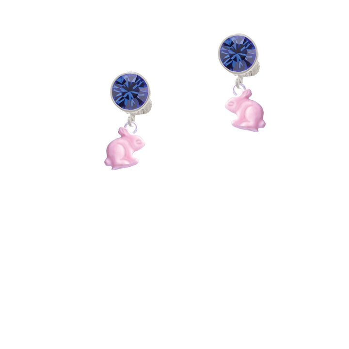 Mini Pink Bunny Crystal Clip On Earrings Image 7