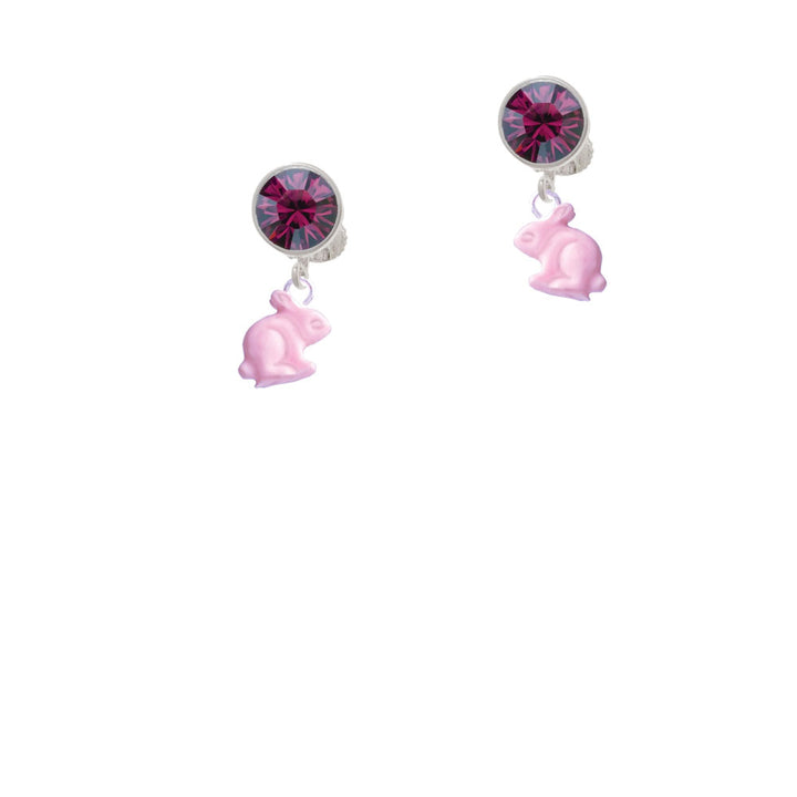 Mini Pink Bunny Crystal Clip On Earrings Image 8