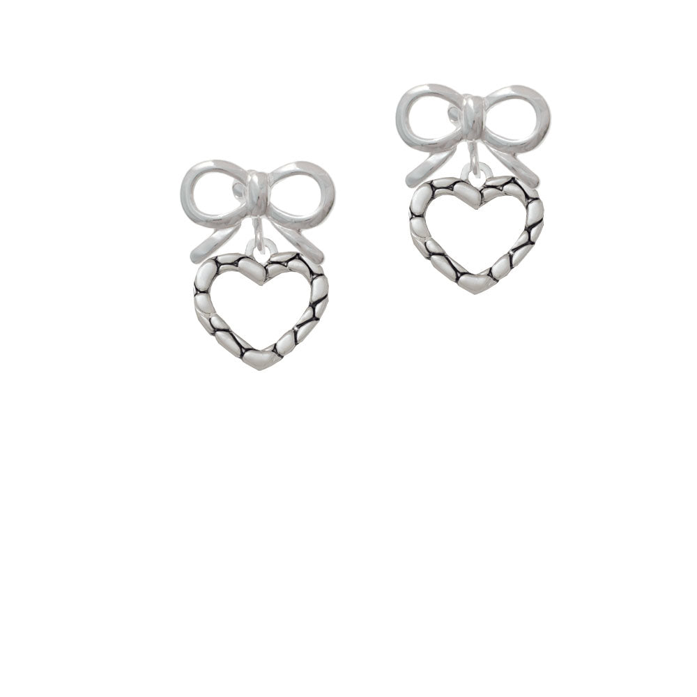 Open Pebble Heart Crystal Clip On Earrings Image 9